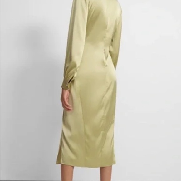 Theory Satin Twist Pale Lime Dress size 0 - Picture 4 of 6